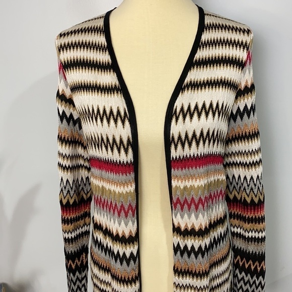 Chico’s Colorful Zigzag Pattern Open Front Cardigan Duster Size Chicos 1 - Picture 2 of 9